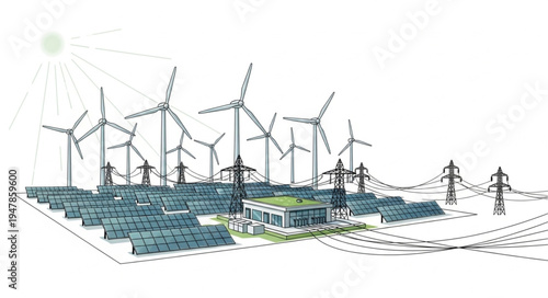 Wind Turbines Renewable Energy Farm.