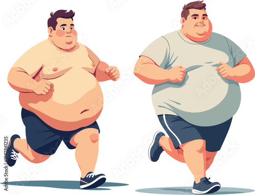 set di uomo che corre e fa ginnastica per tenersi in forma vettoriale