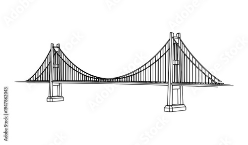 Photography Suspension bridge outline vector illustration minimal landmark design