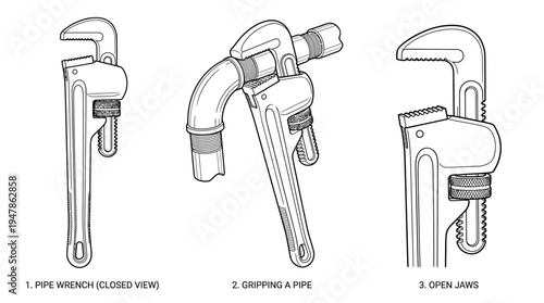 Pipe Wrench Demonstration Gripping and Adjusting