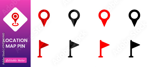 Location, map and navigation pin icon collection with GPS markers, place pointers, position tracking and route symbols, vector outline navigation icons set isolated on transparent background