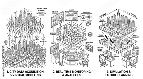 Digital Twin Concept City Data Monitoring and Planning