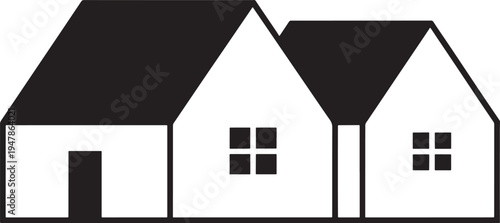 Two houses with black roofs and white walls home building architecture residential