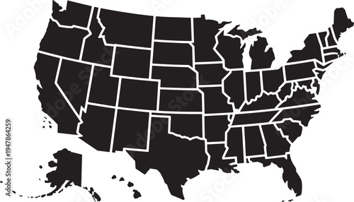 United States map with state borders geography America
