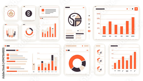 A modern illustration of a data analytics dashboard, conveying insights and progress. Perfect for use in articles, websites, and marketing materials r