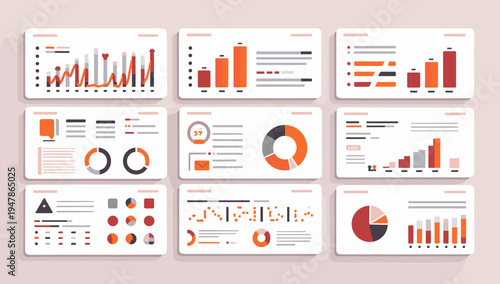 A clean, modern graphic depicting data visualization and analysis. Ideal for illustrating reports, presentations, or articles about business intellige