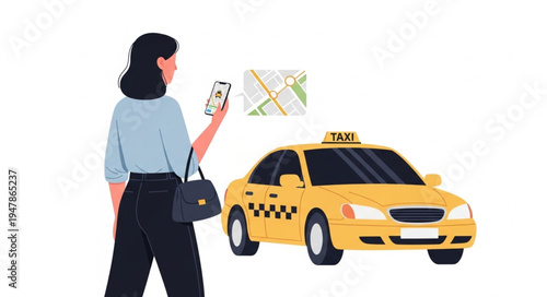 Woman hailing a taxi cab.