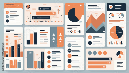A minimalist illustration depicting data charts on a smartphone screen, conveying concepts of progress, analysis, and modern business communication. I