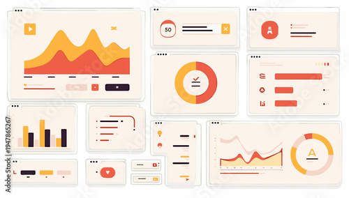 A modern, minimalist illustration depicting data analysis on multiple screens. Perfect for articles, websites, and presentations focused on business a
