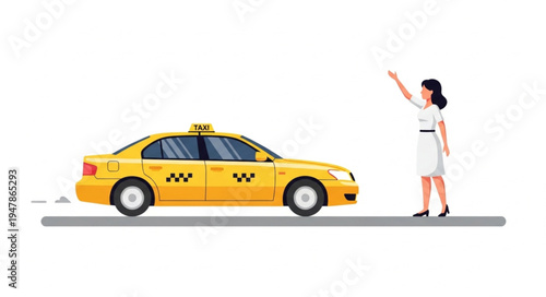 Woman hailing a taxi cab.