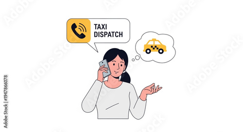 Woman Calling Taxi Service.