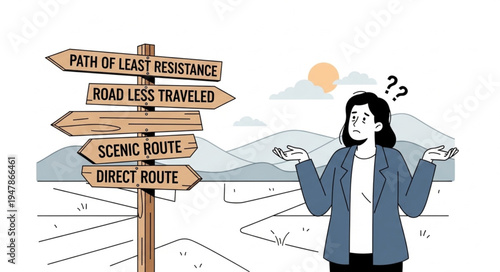 woman choosing road directions.