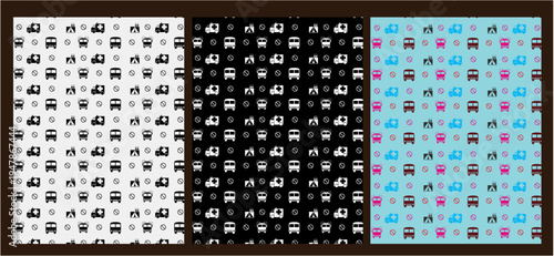 A set of seamless vector pattern designs featuring decorative dots and business icons for web and game illustration elements