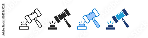 Gavel Icon Set Multiple Style Vector Collection