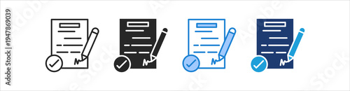 Contract Icon Set Multiple Style Vector Collection