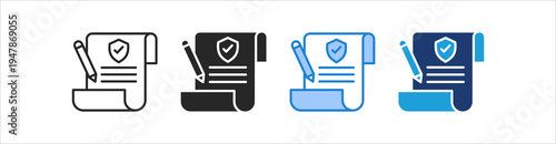 Policy Icon Set Multiple Style Vector Collection