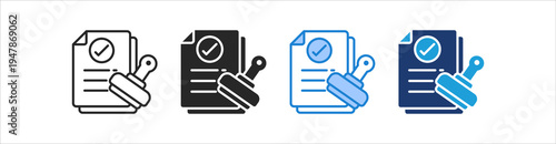 Stamp Icon Set Multiple Style Vector Collection