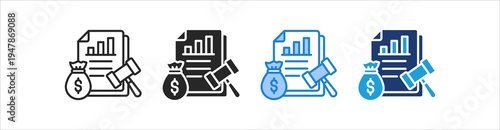 Financial Icon Set Multiple Style Vector Collection