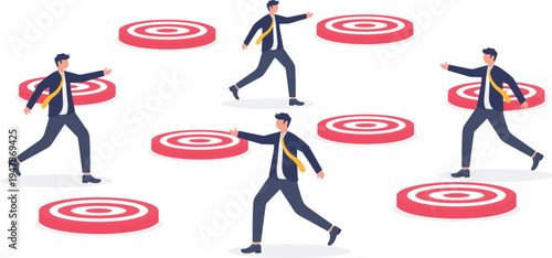 Professional Team Jumping Across Target Goals for Business Strategy Success