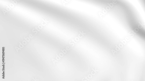 White silk moving waves on wind, satin and fabric white flag 4K animation.