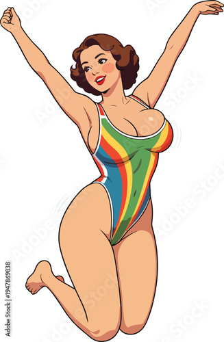 donna in varie pose illustrazione in costume da bagno in biancheria intima o vestita vettoriale	
