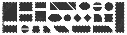 Set of blank rectangle and square Postage stamp frames. Postage stamp vector icons.Blank postage stamps borders vector set. Mockup postage stamps Postage stamp set, templates 