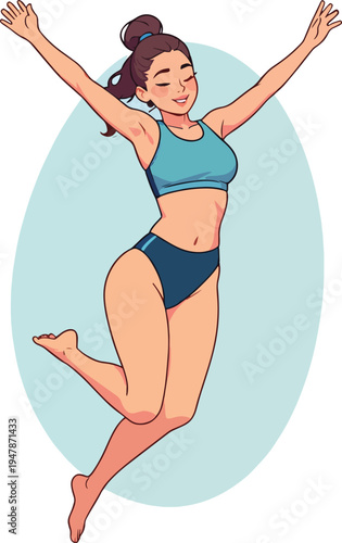 donna in varie pose illustrazione in costume da bagno in biancheria intima o vestita vettoriale	
