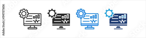 Monitored Icon Set Multiple Style Vector Collection