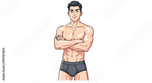 Cartoon muscular man in underwear 1.