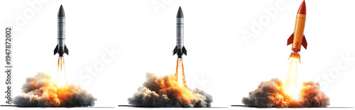  rocket launch, against a transparent background, 