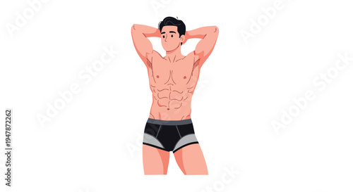 Man wearing black underwear standing confidently.