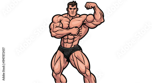 Muscular man flexing his muscles strongly 2.