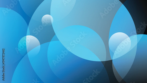 Abstract circle composition features overlapping with blue gradient in various colors. Modern abstract circle background