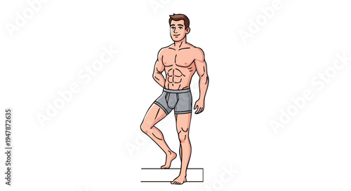 Muscular man with six pack abs 1.