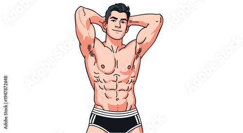 Muscular man with six pack abs.