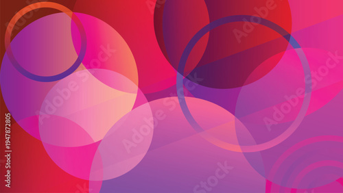 Abstract circle composition features overlapping with colorful gradient in various colors. Modern abstract circle background