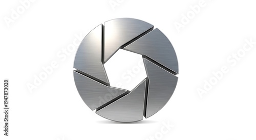 Metallic camera shutter aperture icon isolated on white