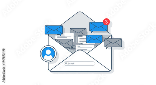 Email correspondence illustration digital communication technology concept