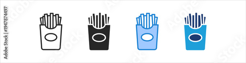 French Fries Icon Set Multiple Style Vector Collection