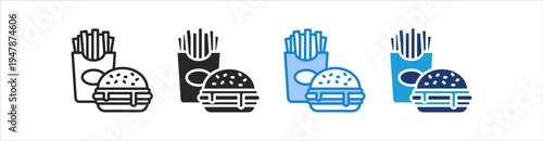 Fast Food Icon Set Multiple Style Vector Collection