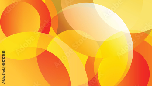 Abstract circle composition features overlapping with Yellow gradient in various colors. Modern abstract circle background