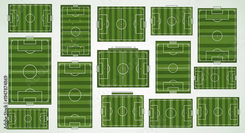Collection of Soccer Field Layouts for Sports and Recreation.