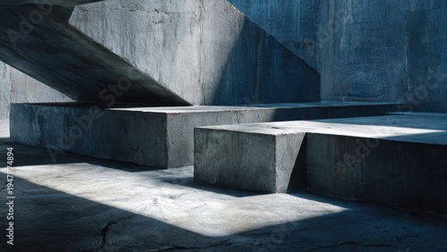 Abstract Concrete Architecture with Light and Shadow