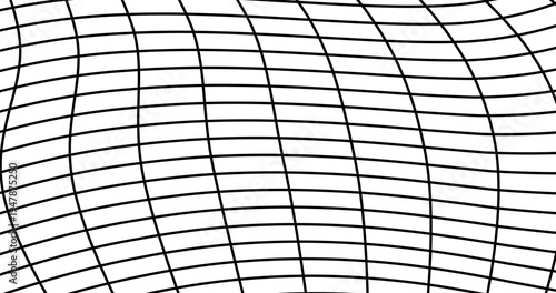 Grid mesh lattice with distort deform effect Distortion deformation array of lines Abstract grating trellis illustration