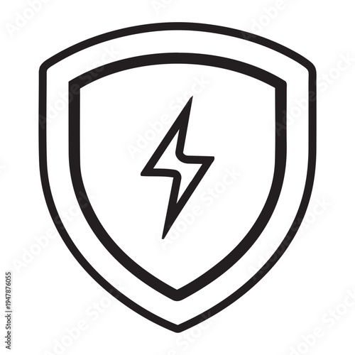 A shield icon with a lightning bolt is shown in a graphic illustration.