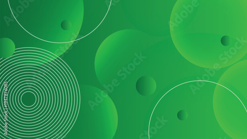 Abstract circle composition features overlapping with Green gradient in various colors. Modern abstract circle background