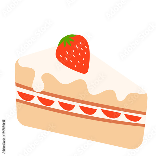 Slice of Strawberry Cream Cake