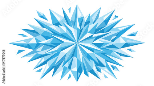 A blue crystal snowflake on white background.