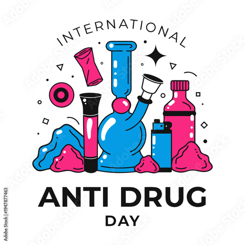    Anti Drug day vector illustration.
