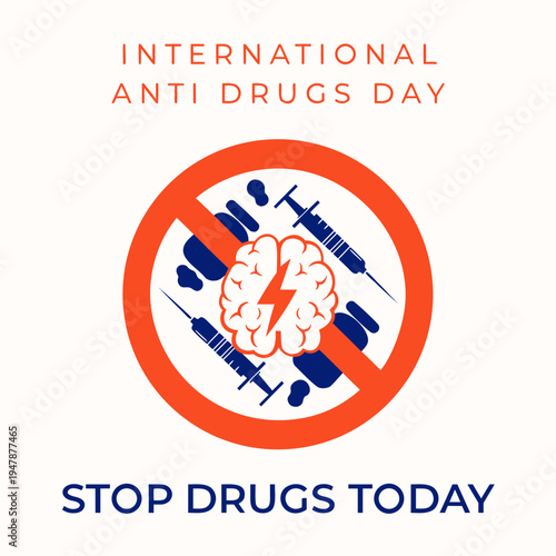    Anti Drug day vector illustration.
